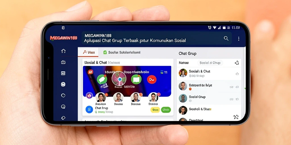 Antarmuka MEGAWIN188 dengan fitur Chat Grup yang menarik.