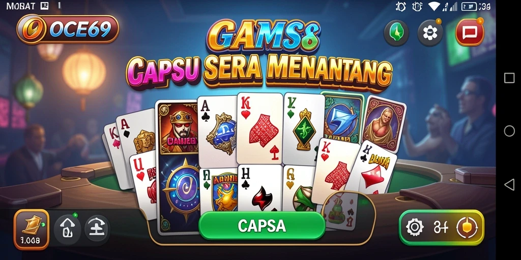 Tampilan antarmuka OCE69 yang menarik dan fungsional dalam permainan Capsa.